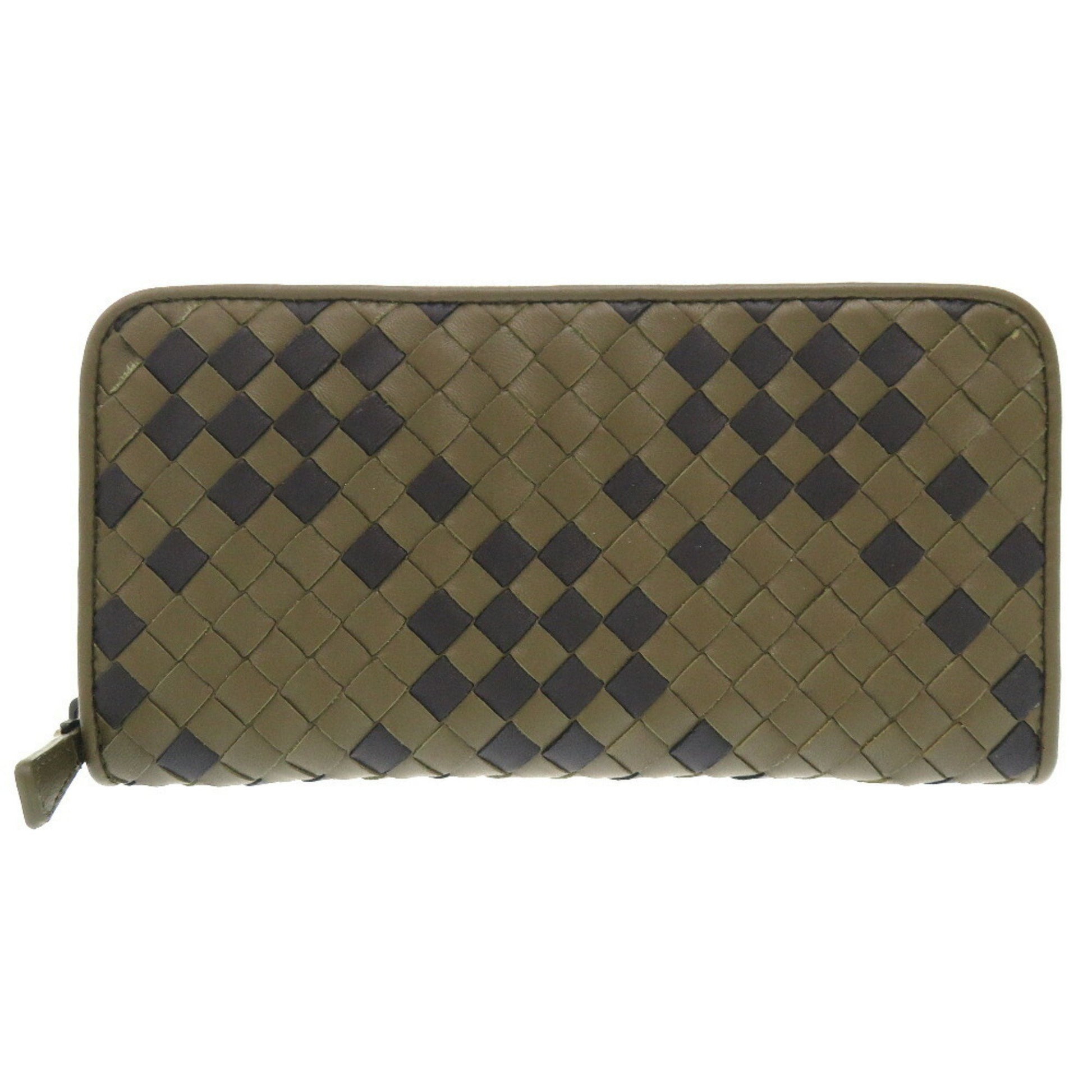 Bottega Veneta Intrecciato Khaki Leather Wallet 