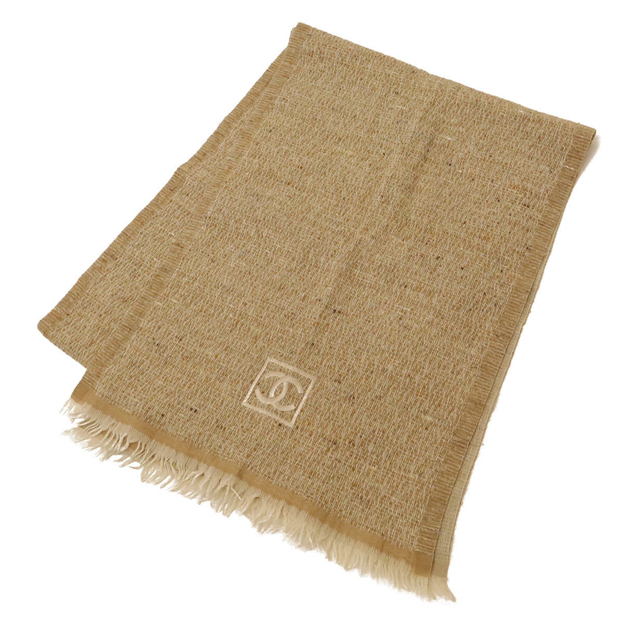 Chanel Logo CC Beige Wool Shawl 