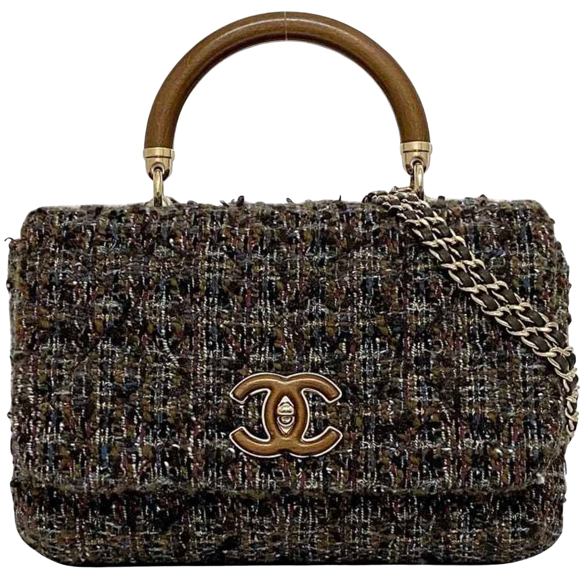 Chanel Coco Handle Brown Tweed Shoulder Bag