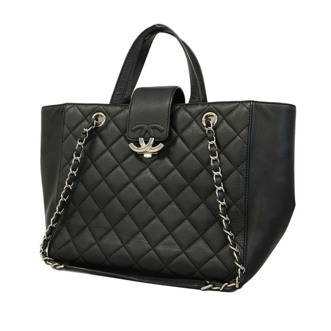 Chanel Matelassé Black Leather Handbag 