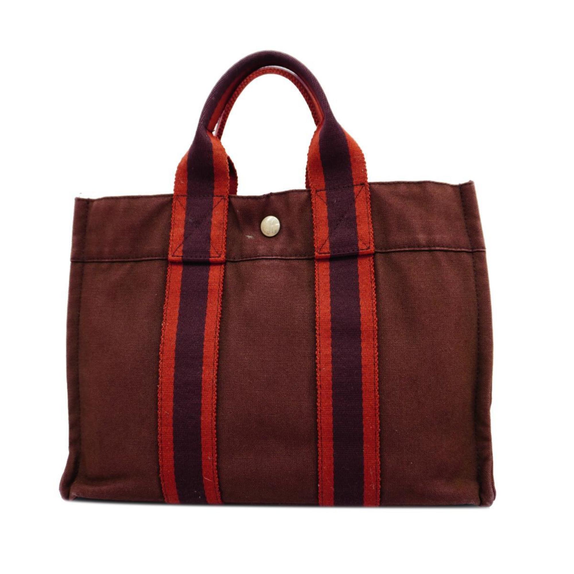 Hermès Fourre tout Burgundy Canvas Tote Bag