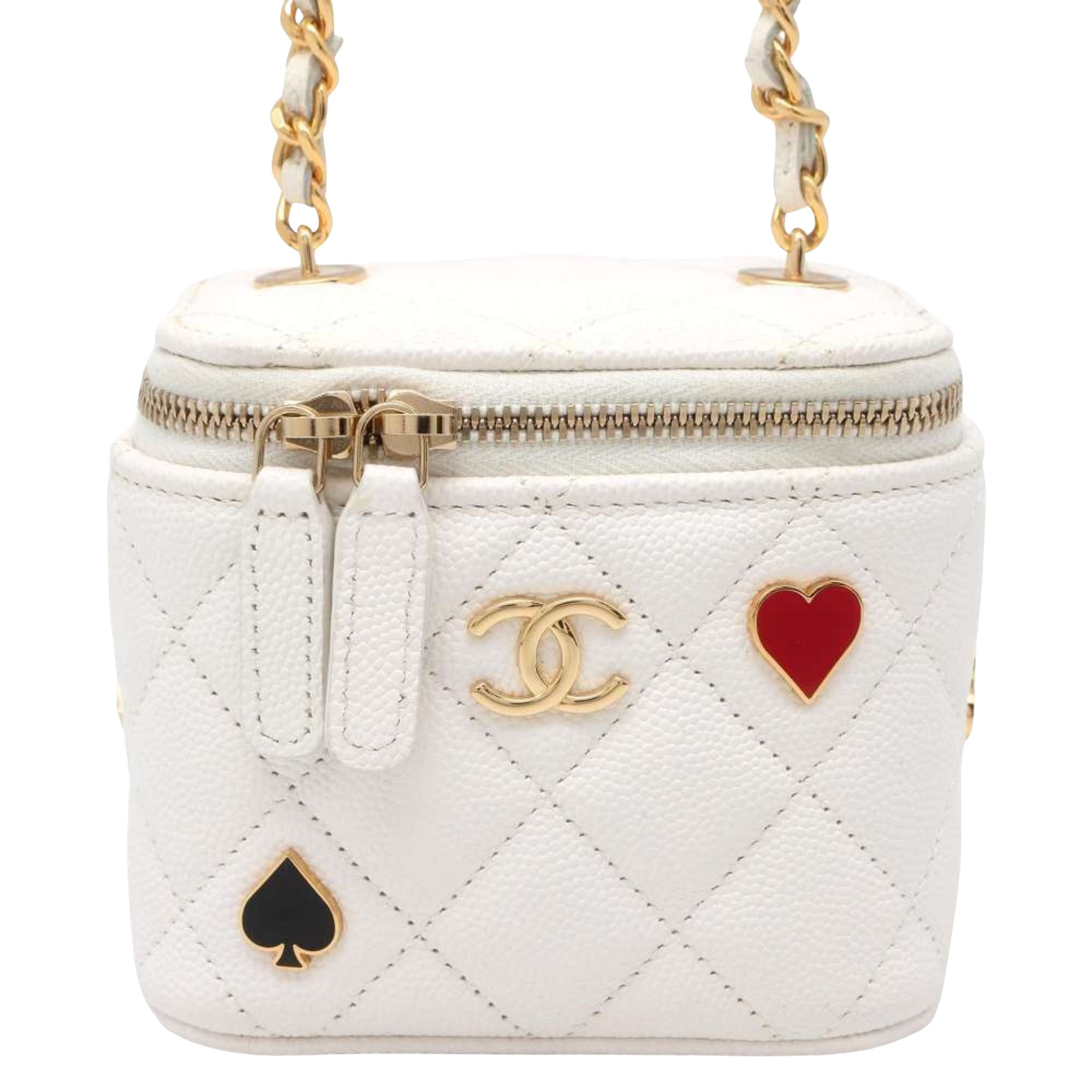 Chanel Vanity White Leather Clutch Bag