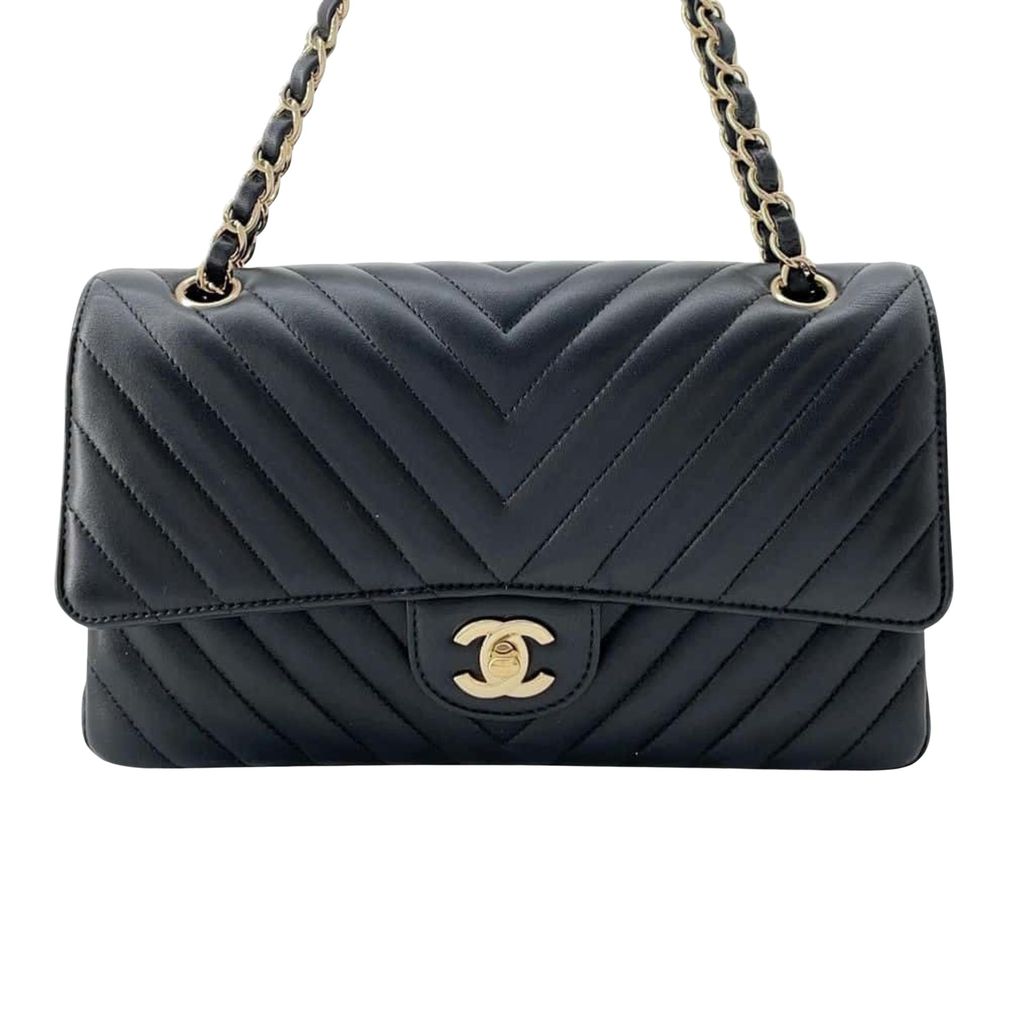 Chanel Chevron Black Leather Shoulder Bag