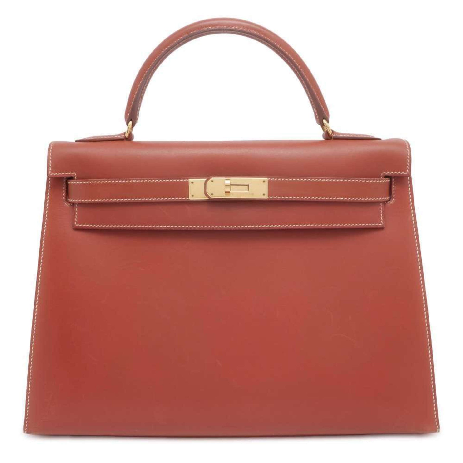 Hermès Kelly 32 Burgundy Leather Handbag 