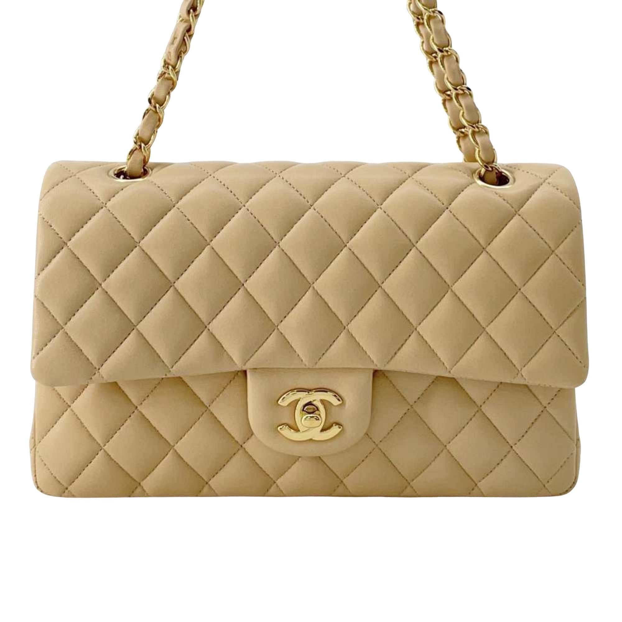 Chanel Timeless 26 Beige Leather Shoulder Bag