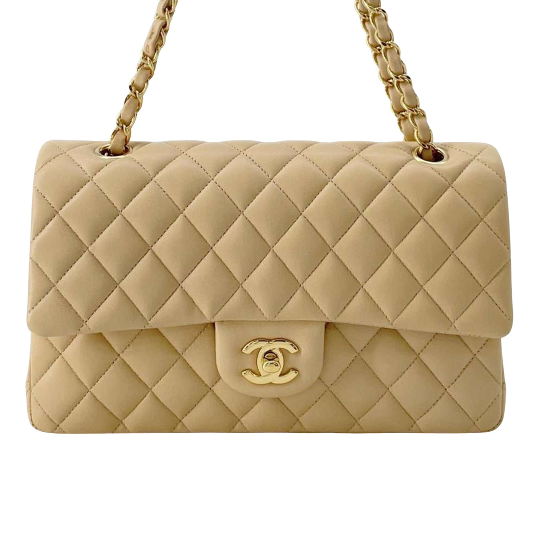 Chanel Timeless 26 Beige Leather Shoulder Bag