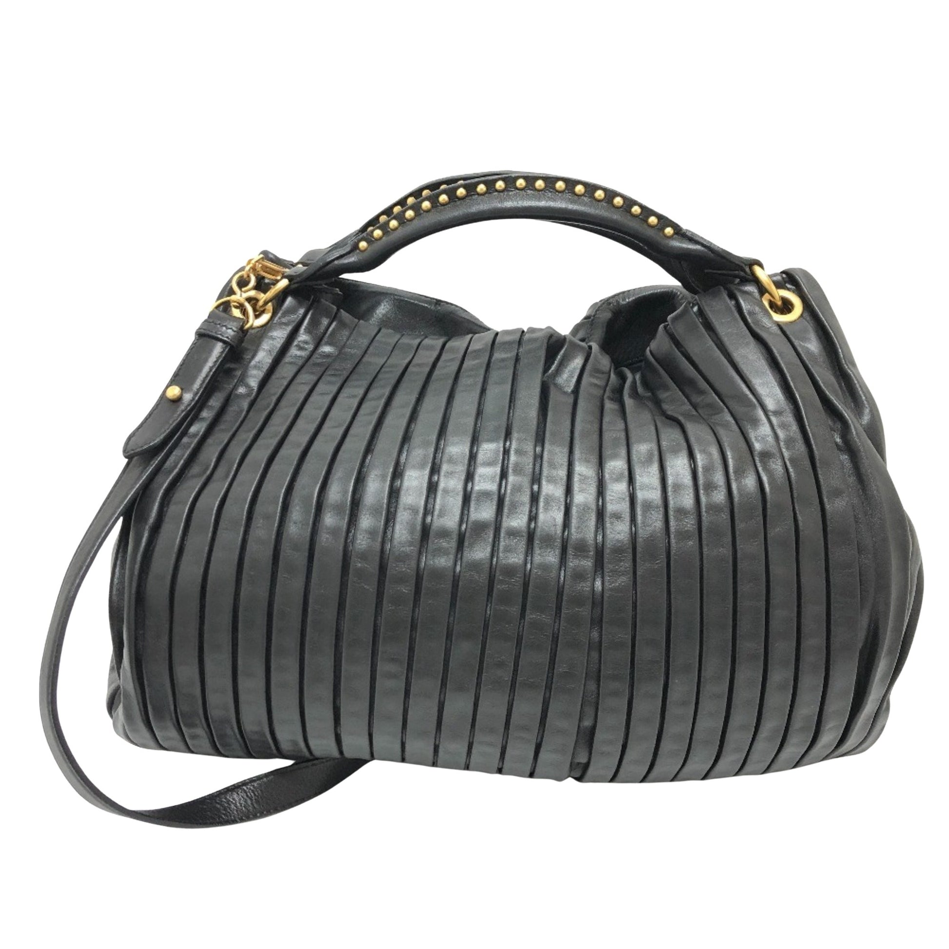 Miu Miu Matelassé Black Leather Handbag 