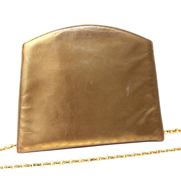 Salvatore Ferragamo Gold Leather Clutch Bag