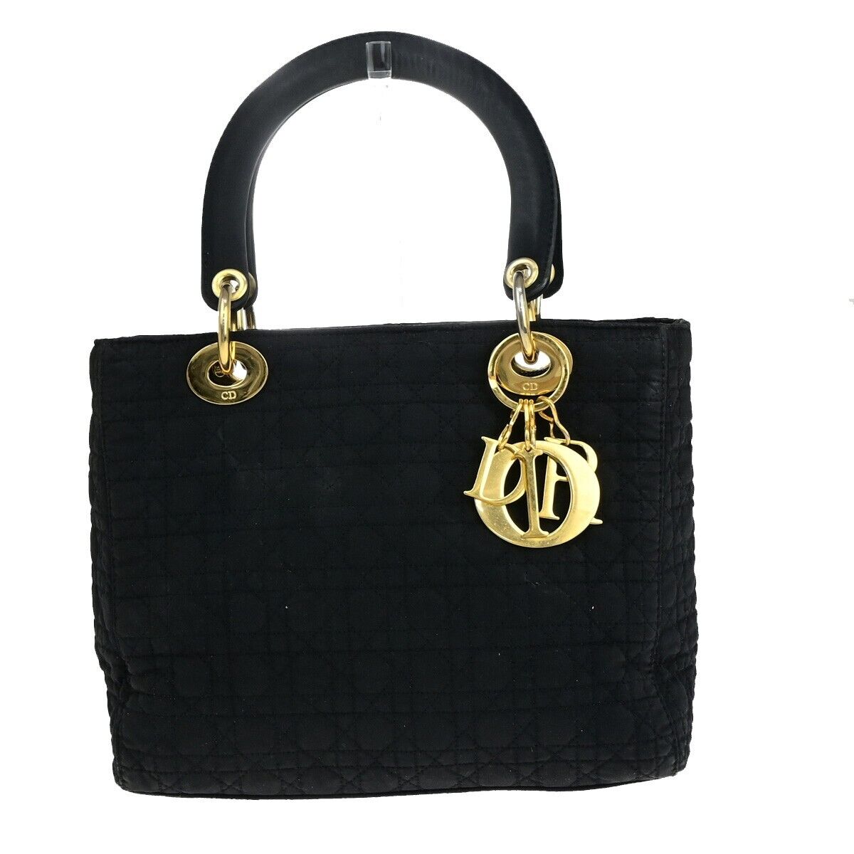 Dior Lady Dior Black Canvas Handbag 