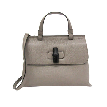 Gucci Bamboo daily Grey Calfskin Handbag 