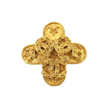 Chanel Triple coco Gold Gold Plated Brooch 