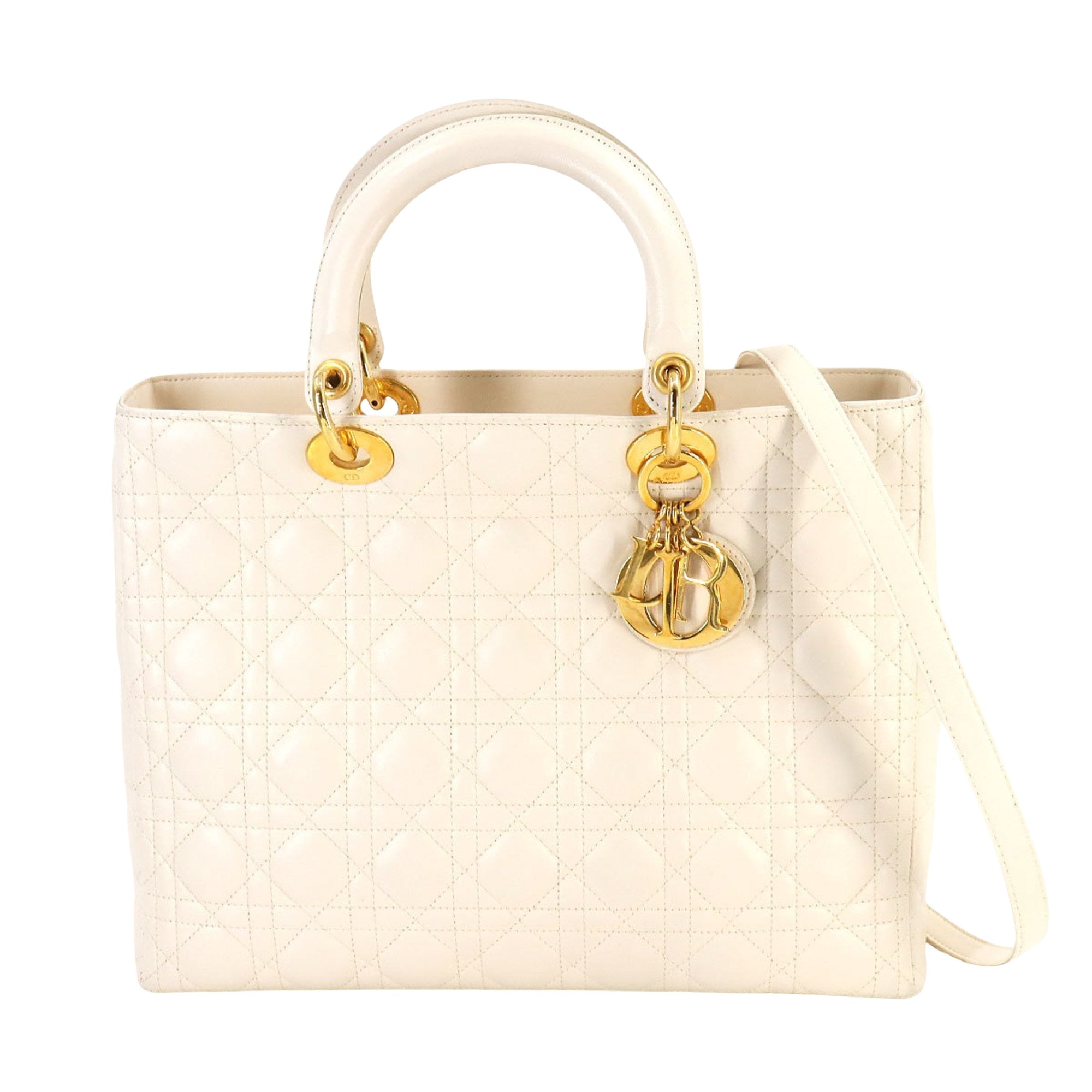 Dior Lady Dior Beige Leather Handbag 