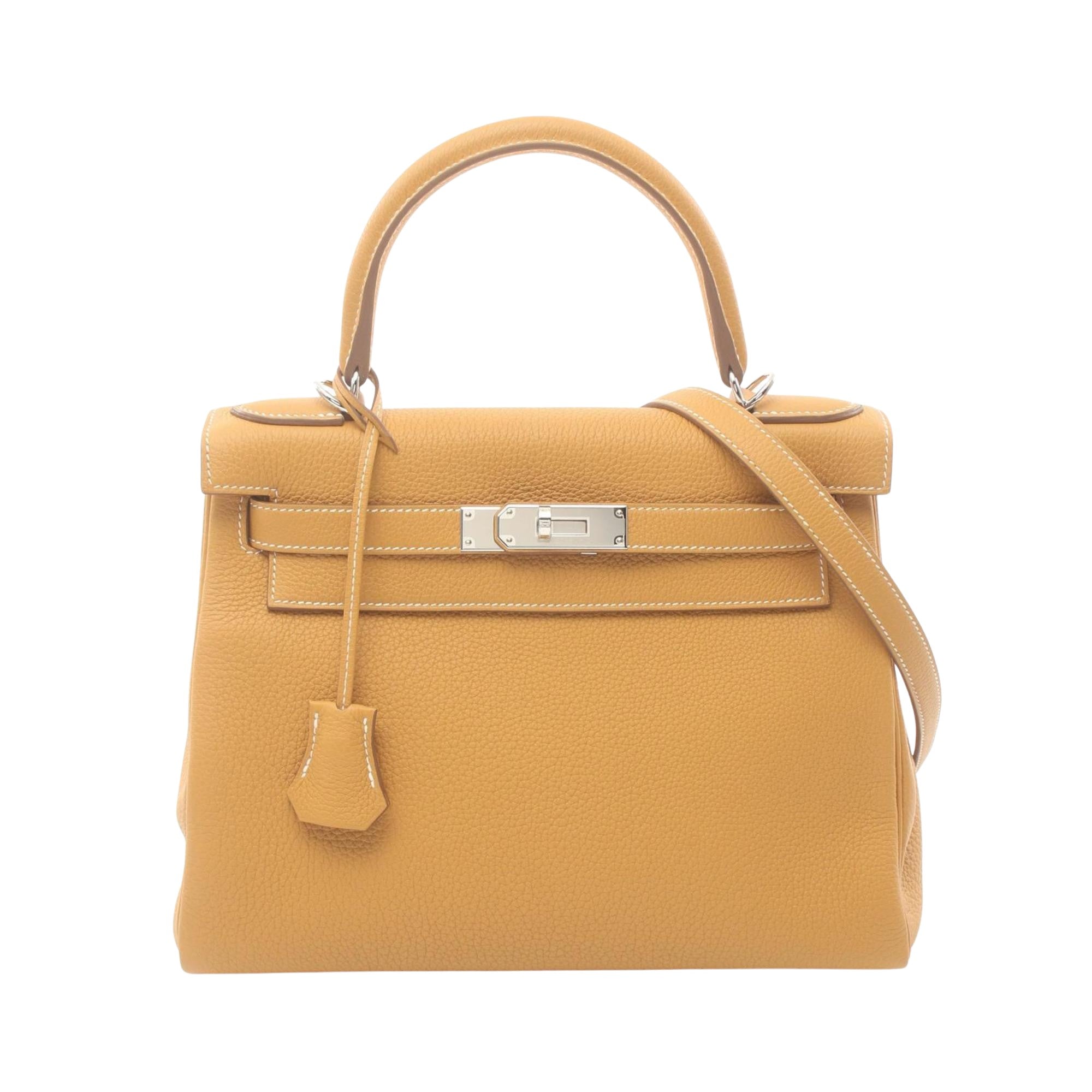 Hermès Kelly 28 Yellow Leather Handbag 