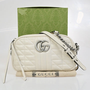 Gucci Marmont White Leather Shoulder Bag