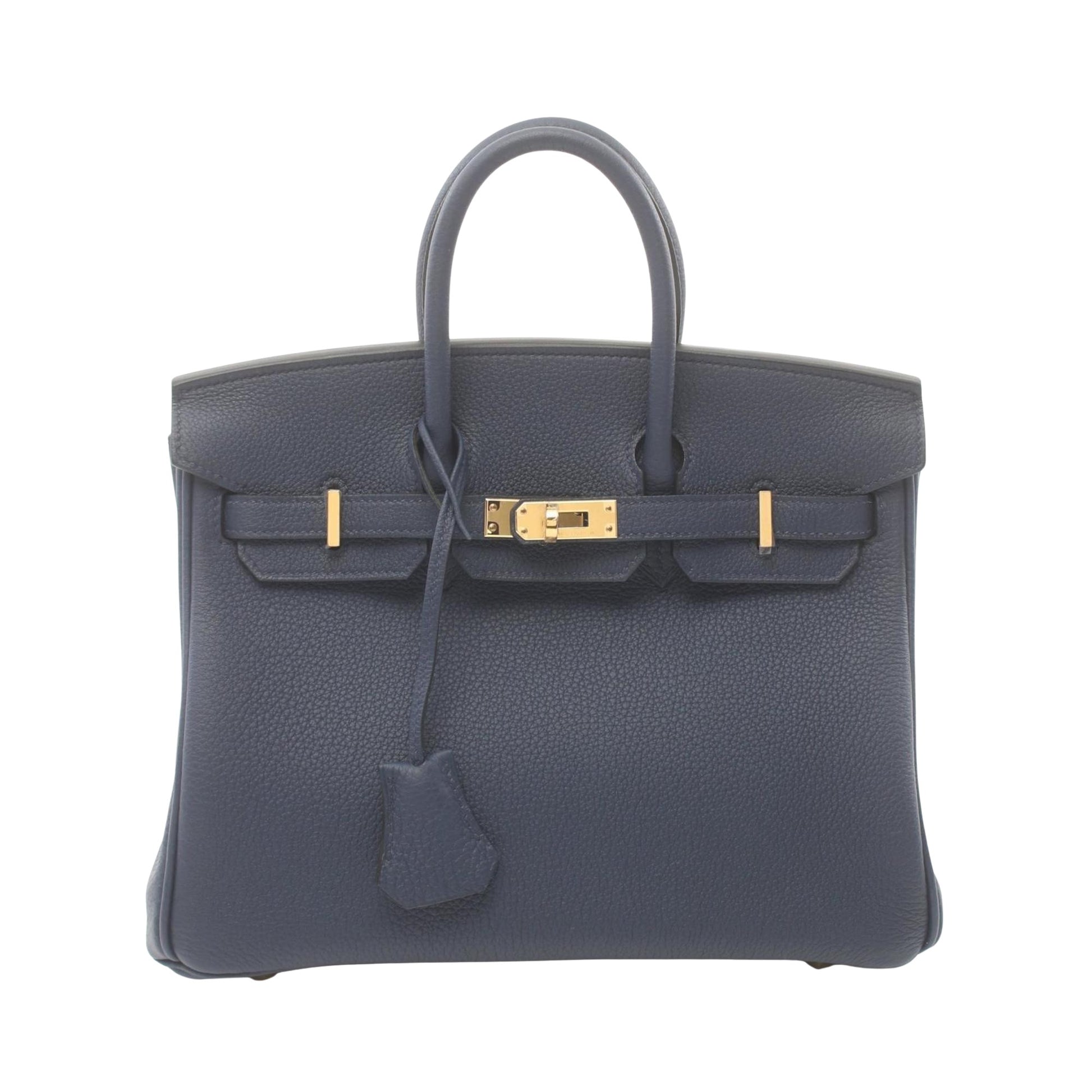 Hermès Birkin 25 Blue Leather Handbag 