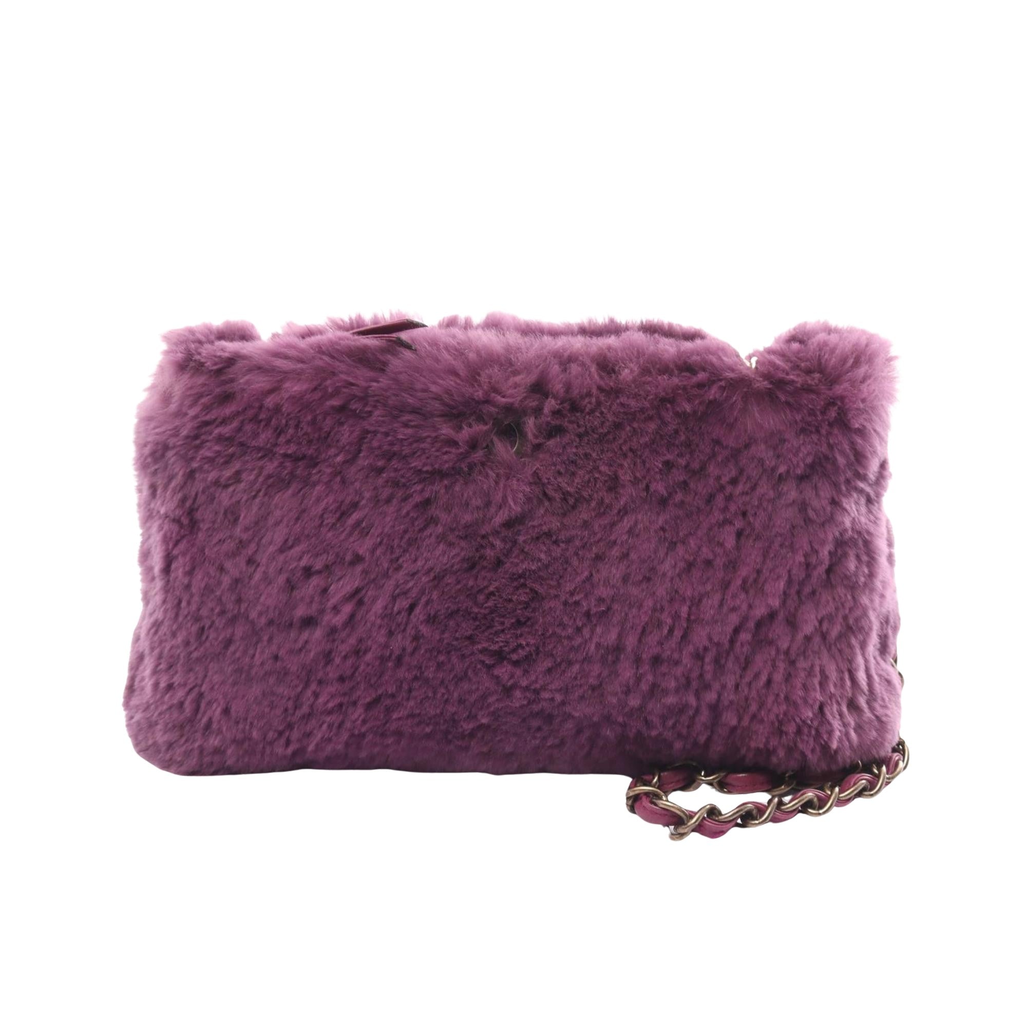 Chanel Purple Fur Shoulder Bag