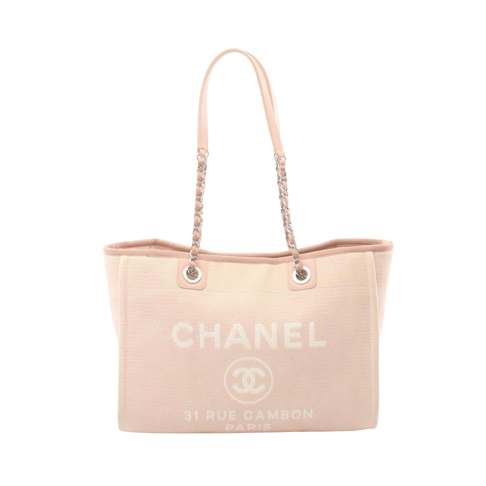 Chanel Deauville Pink Canvas Tote Bag