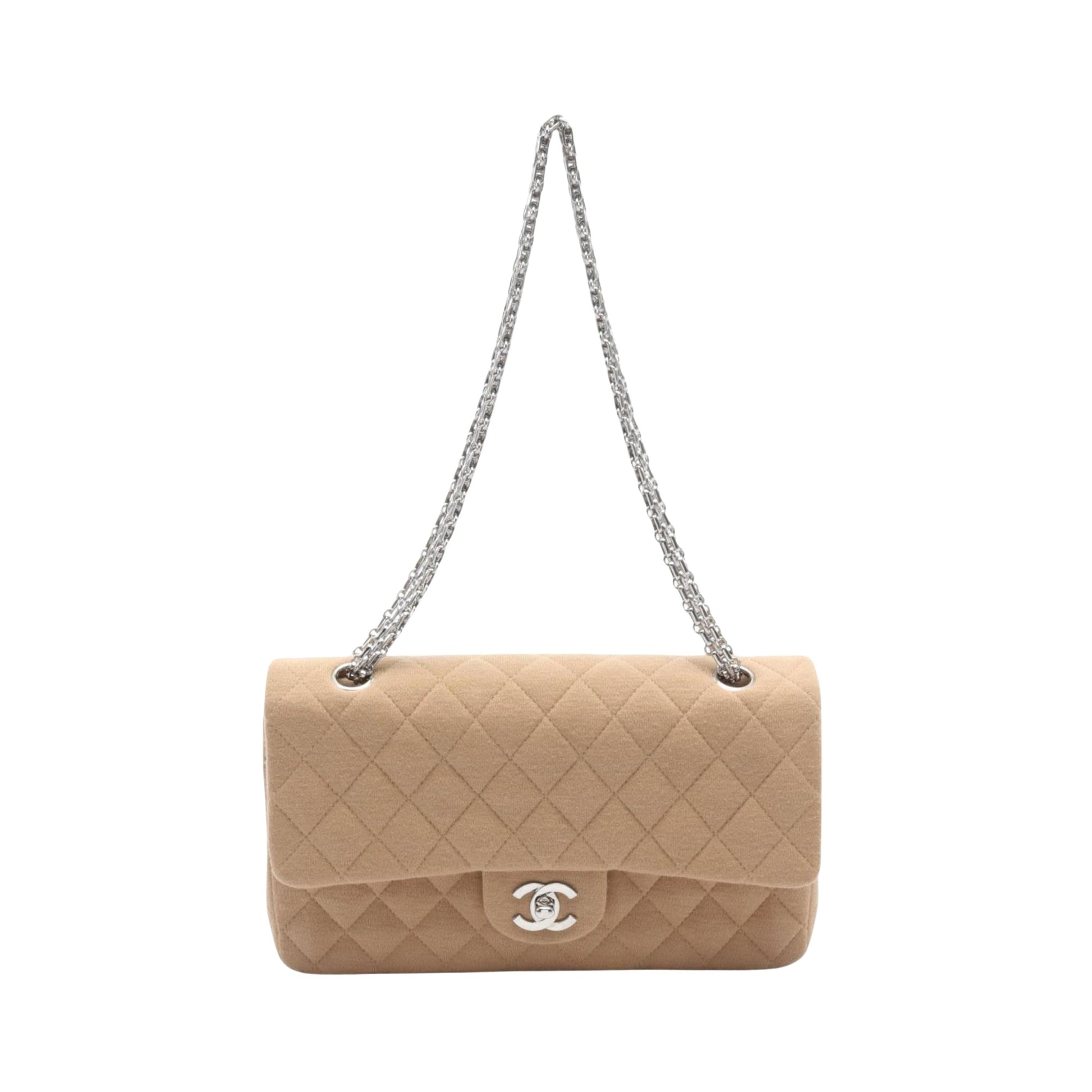 Chanel Timeless Beige Cotton Shoulder Bag