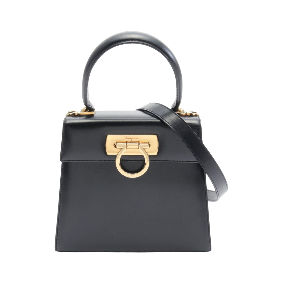 Salvatore Ferragamo Gancio Black Leather Handbag 