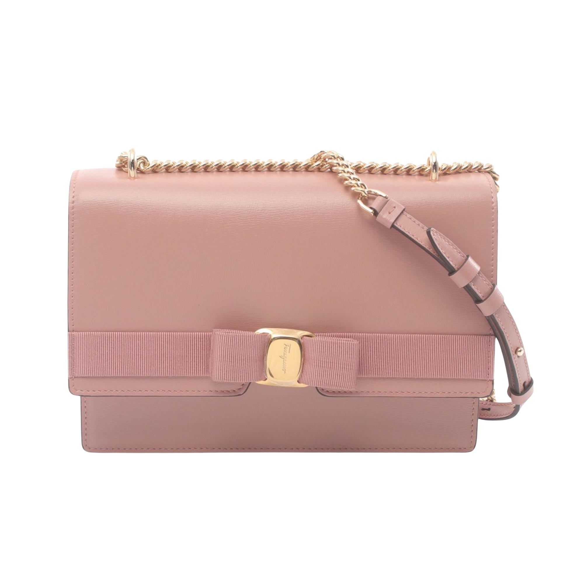 Salvatore Ferragamo Vara Pink Leather Shoulder Bag