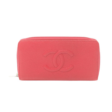 Chanel Logo CC Red Leather Wallet 