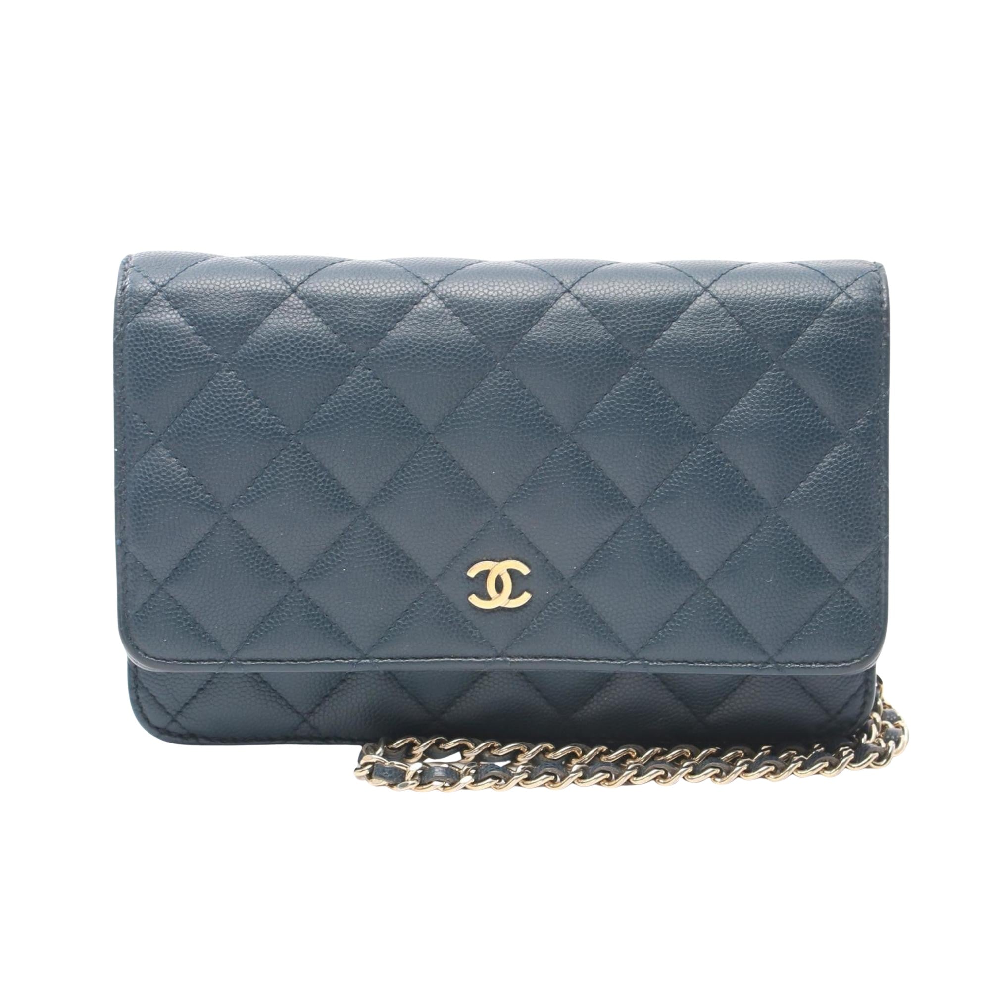 Chanel Wallet On Chain Blue Leather Wallet 