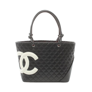 Chanel Cambon line Black Leather Tote Bag