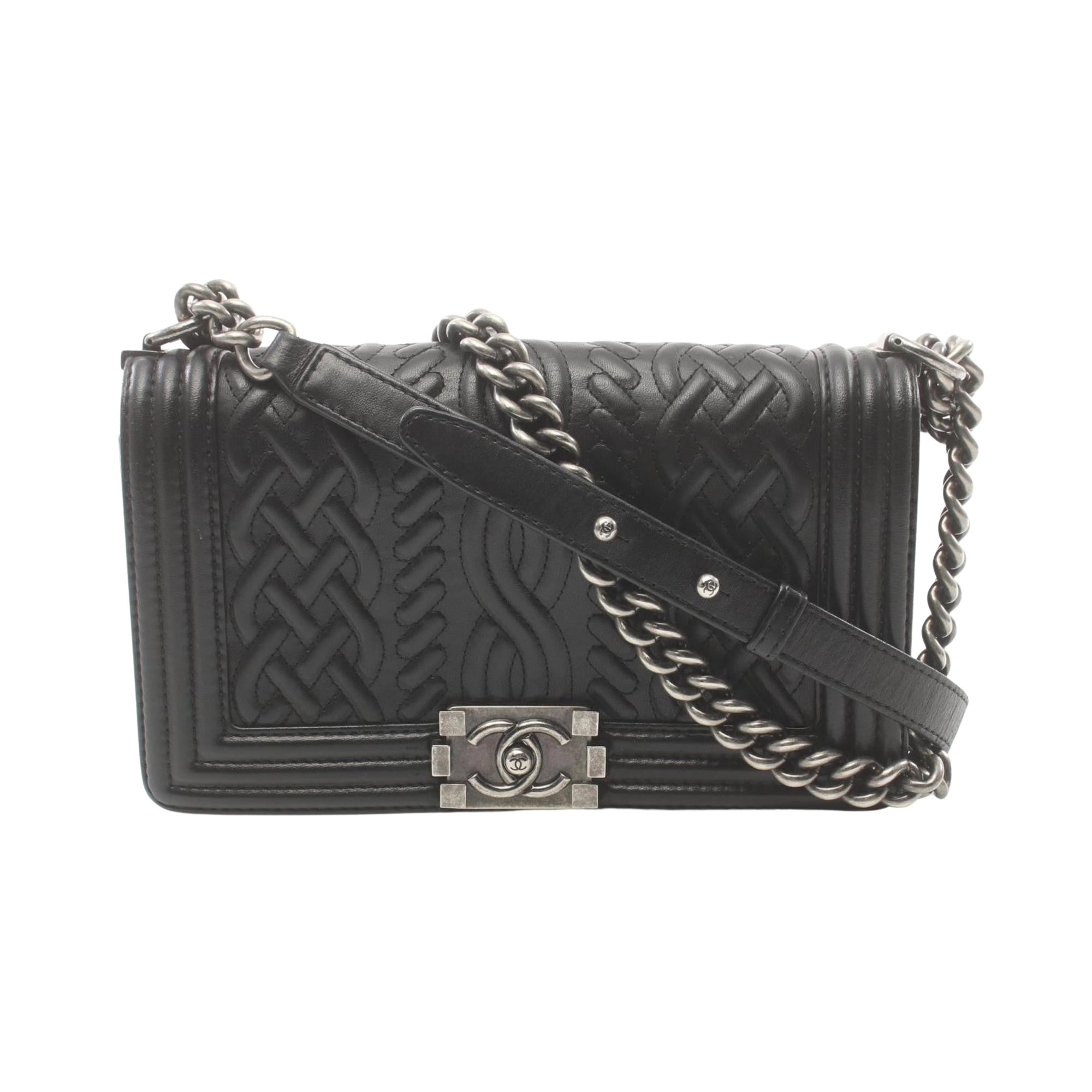 Chanel Boy Black Leather Shoulder Bag