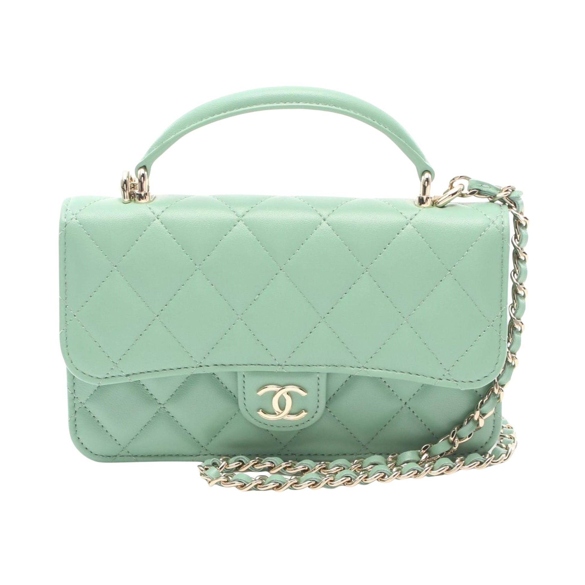 Chanel Wallet On Chain Green Leather Shoulder Bag