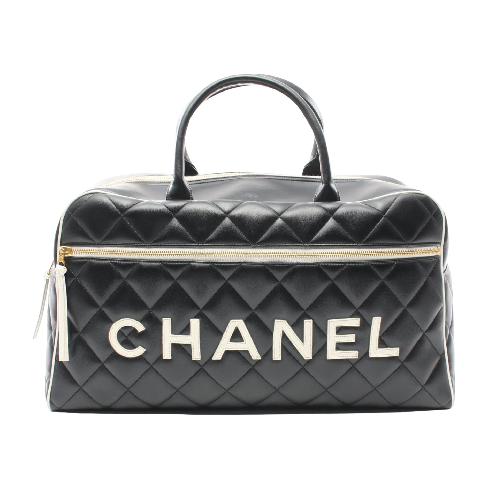 Chanel Bowling Black Leather Travel Bag