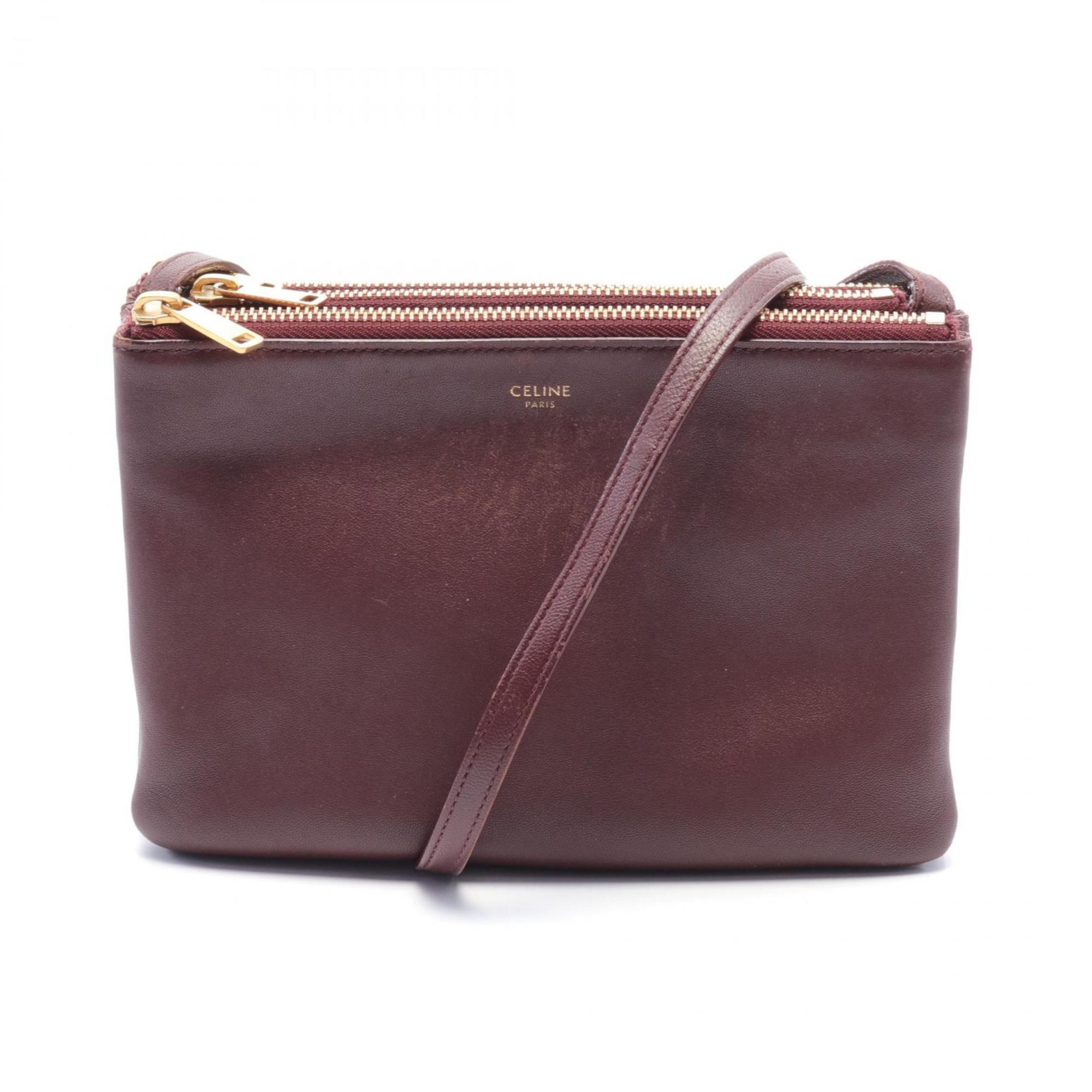 Céline Trio Burgundy Leather Shoulder Bag