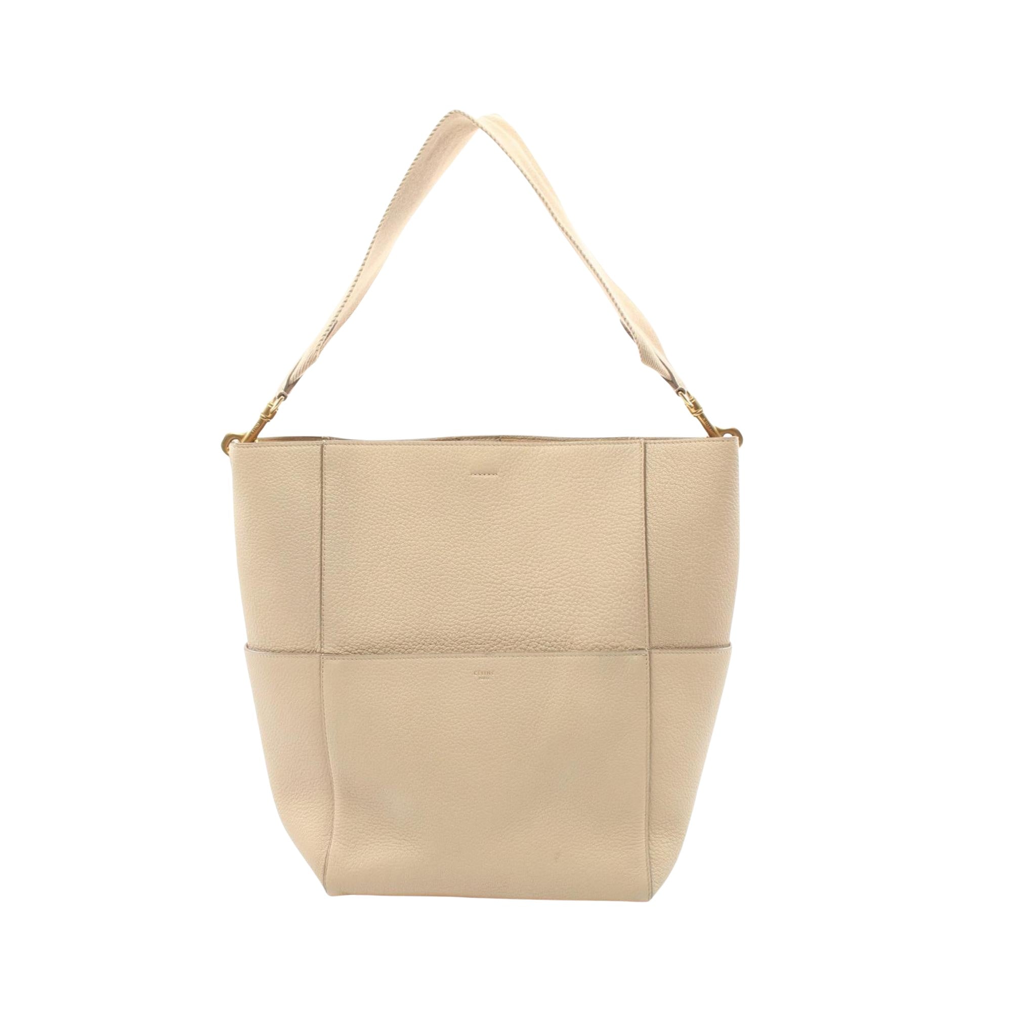 Céline Sangle Beige Leather Shoulder Bag