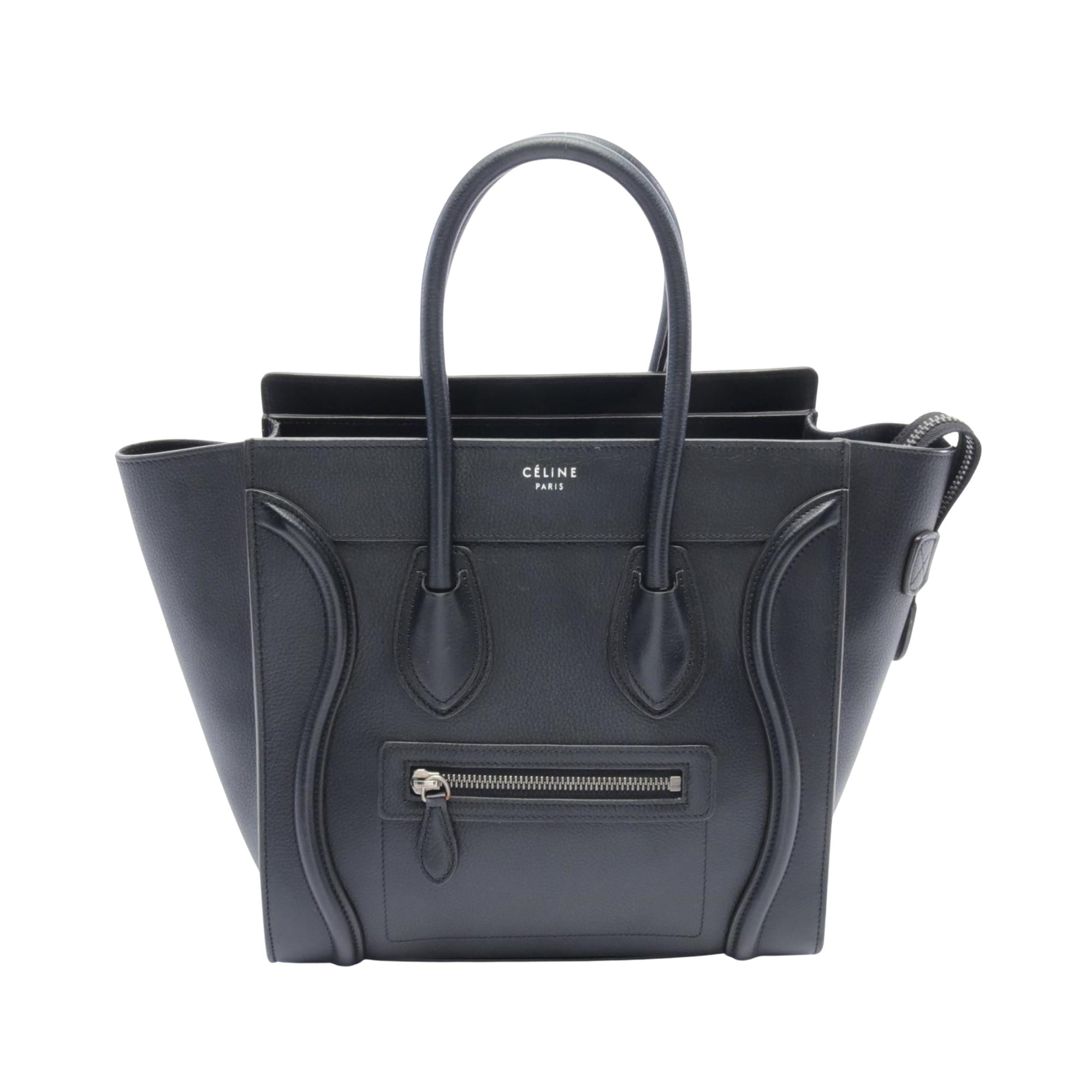 Céline Micro Luggage Black Leather Tote Bag