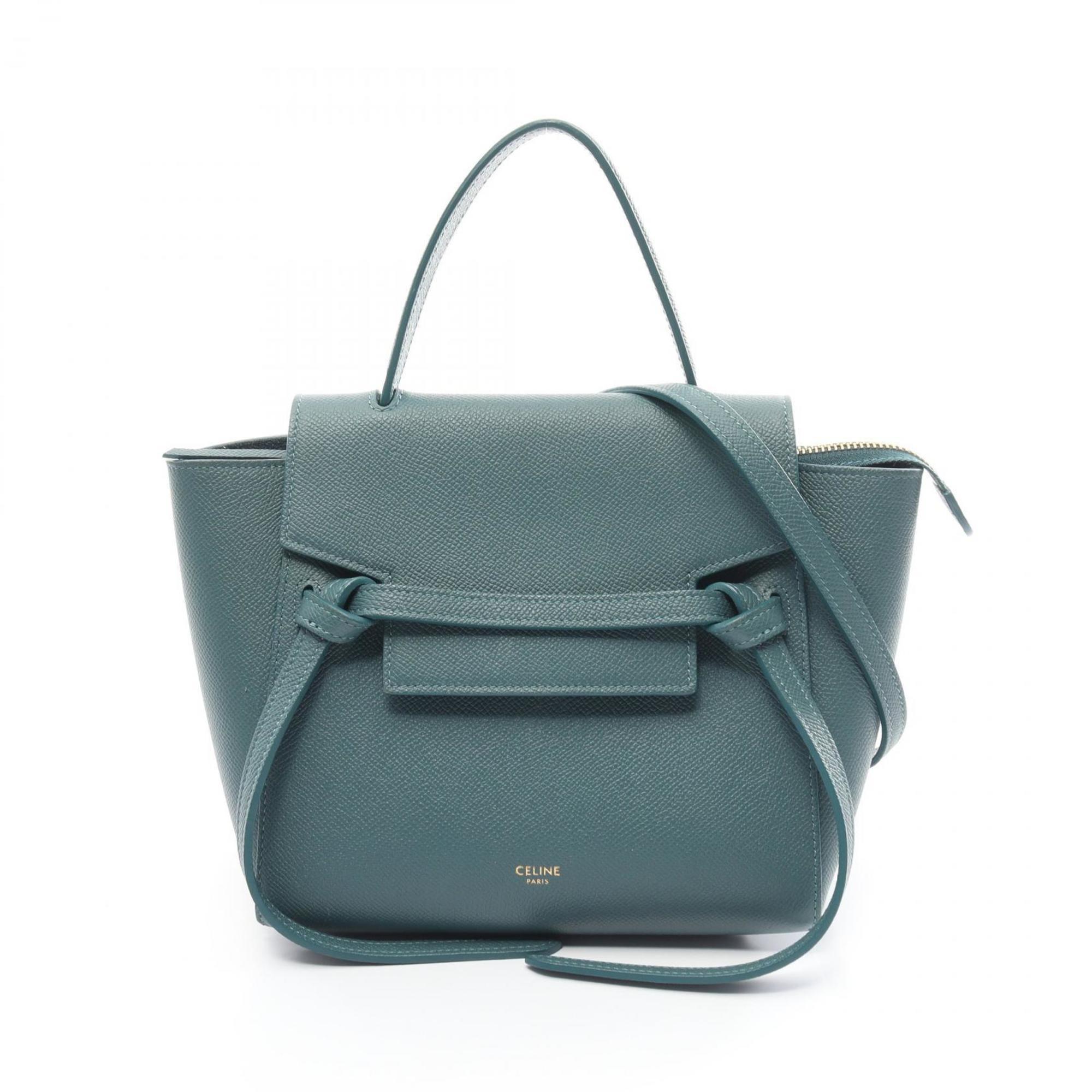 Céline Belt Green Leather Handbag 