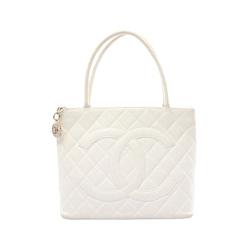 Chanel Medaillon White Leather Tote Bag