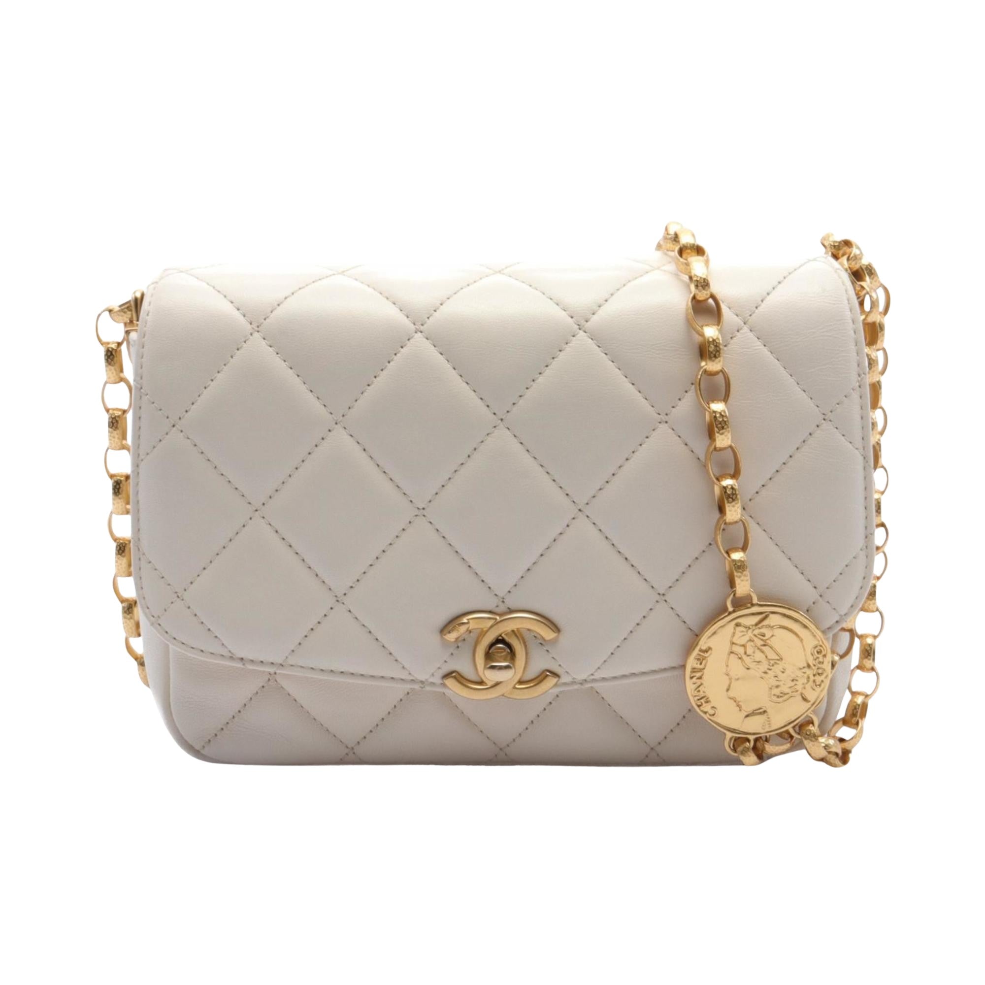 Chanel Single flap White Leather Shoulder Bag