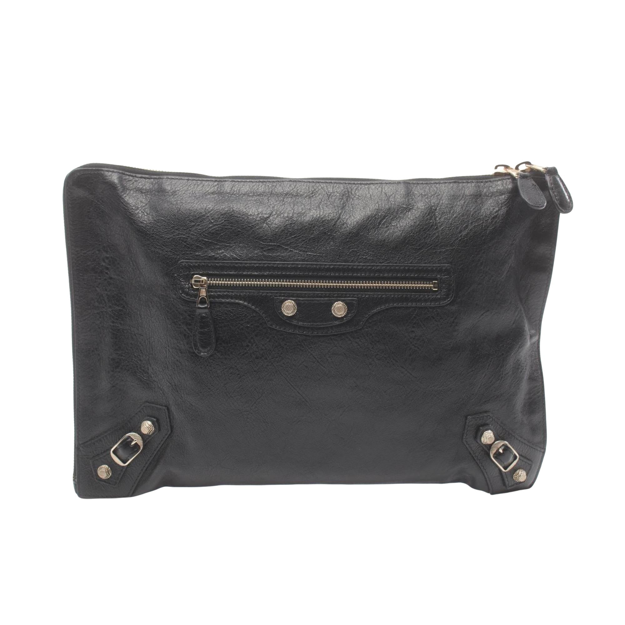 Balenciaga City Black Leather Clutch Bag