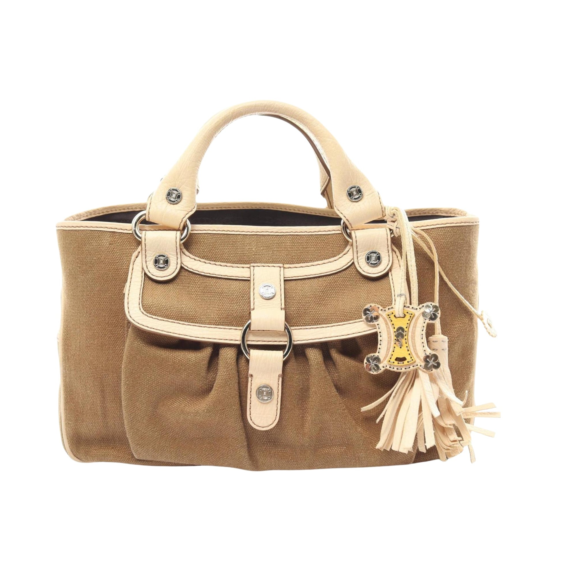 Céline Boogie Ecru Canvas Handbag 