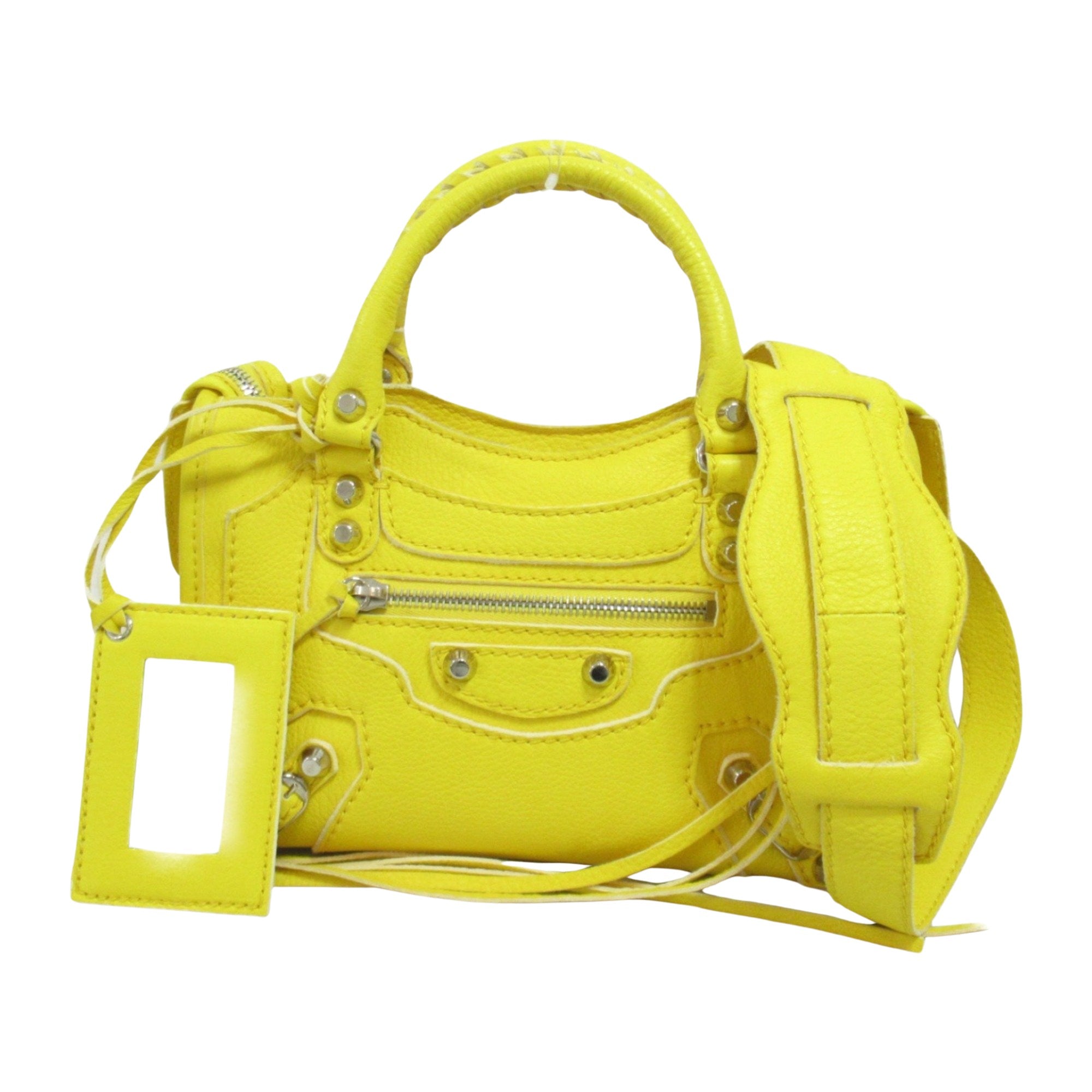 Balenciaga City Yellow Leather Shoulder Bag