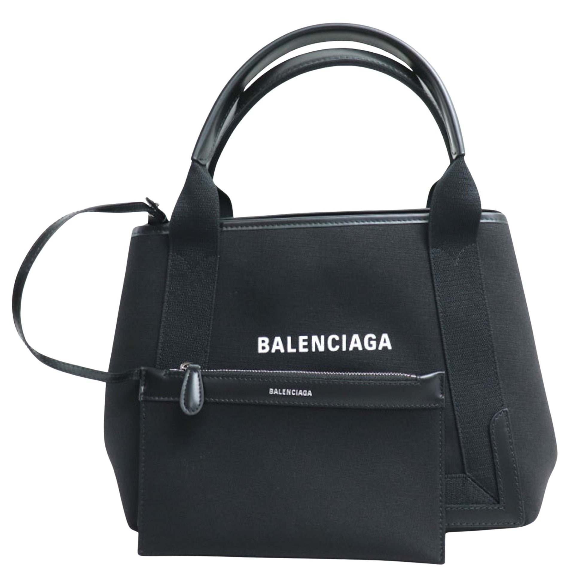 Balenciaga Navy Cabas Black Cotton Handbag 