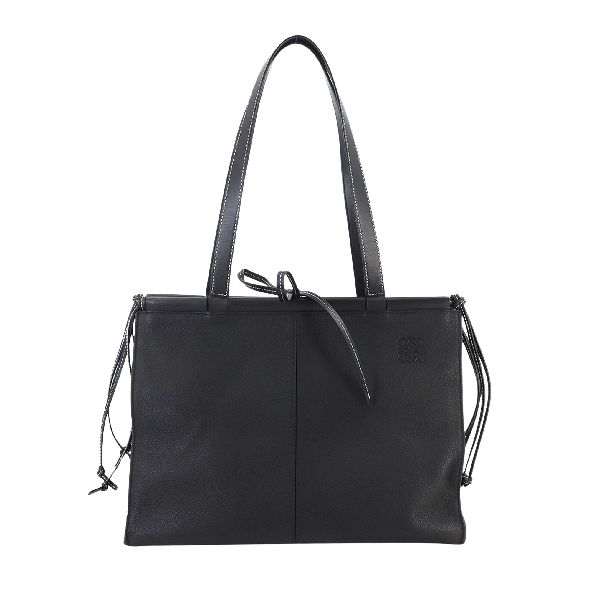 Loewe Cushion Black Leather Tote Bag