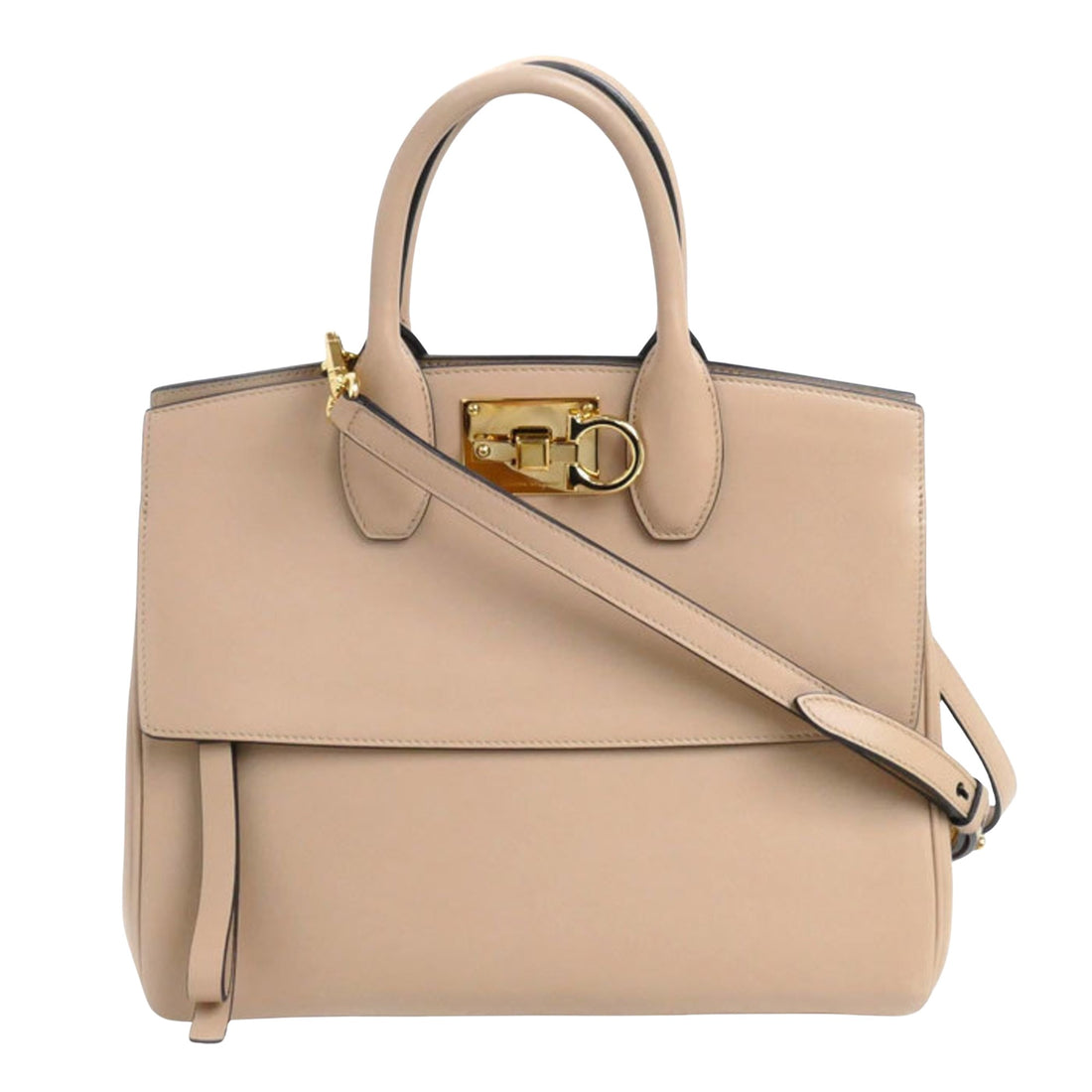 Salvatore Ferragamo Studio Beige Leather Shoulder Bag