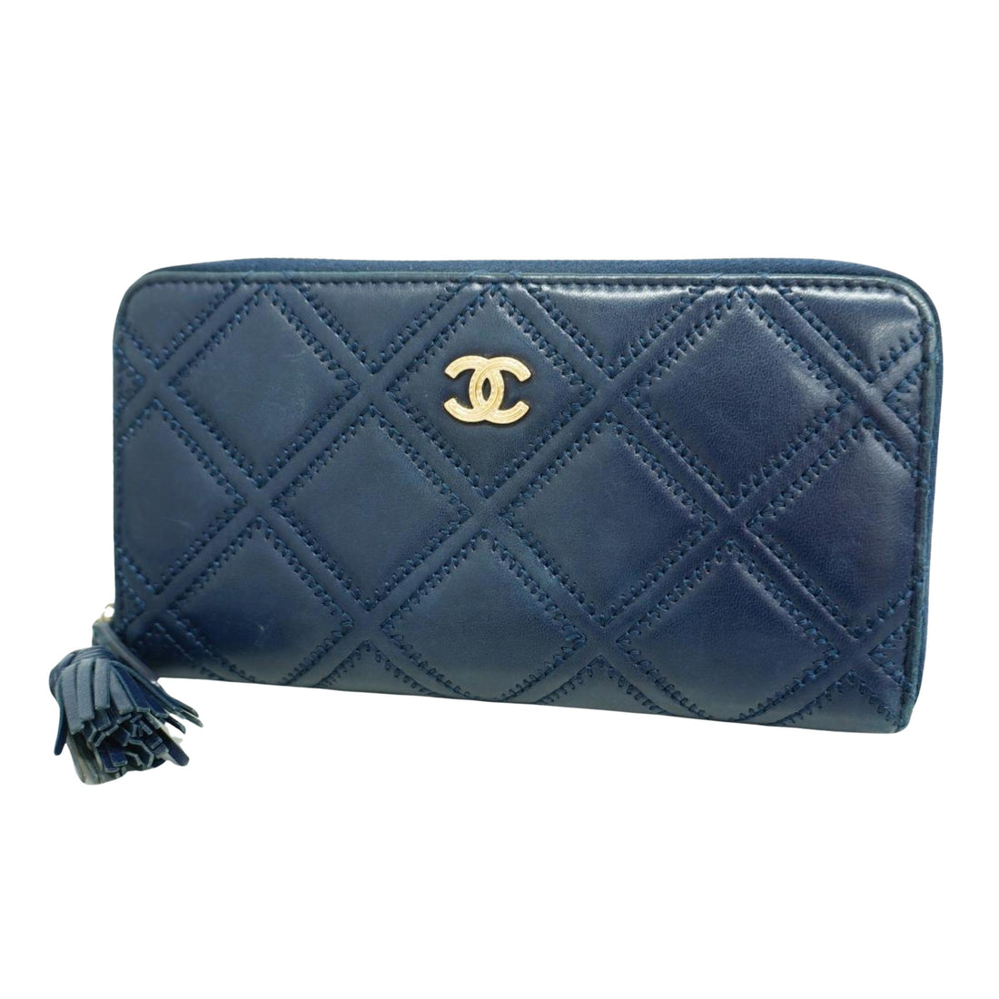 Chanel Matelassé Blue Leather Wallet 