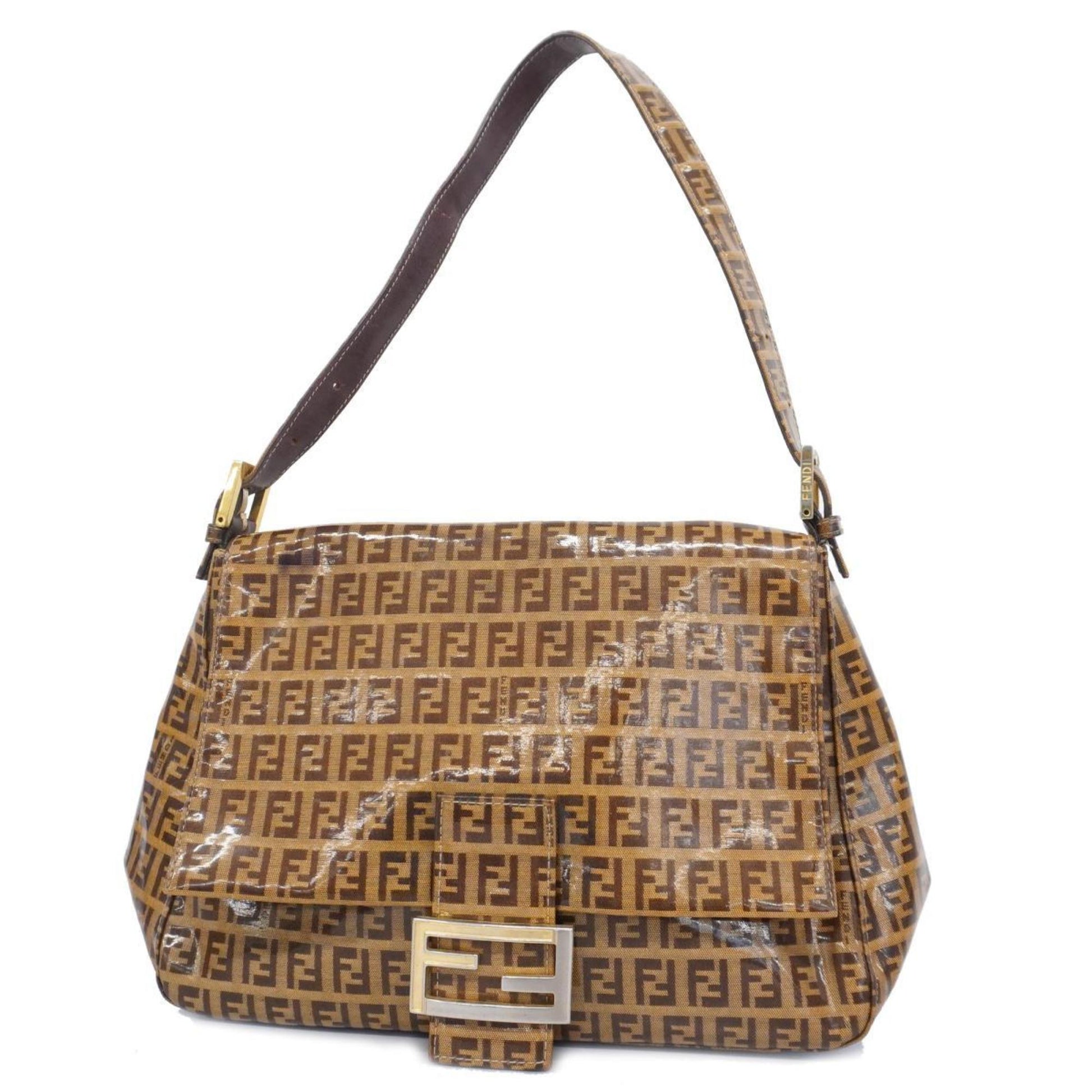 Fendi Mamma Baguette Brown Canvas Shoulder Bag