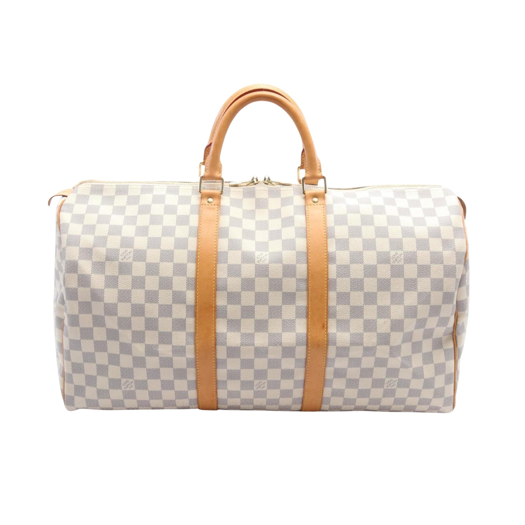 Louis Vuitton Keepall 50 White Canvas Travel Bag