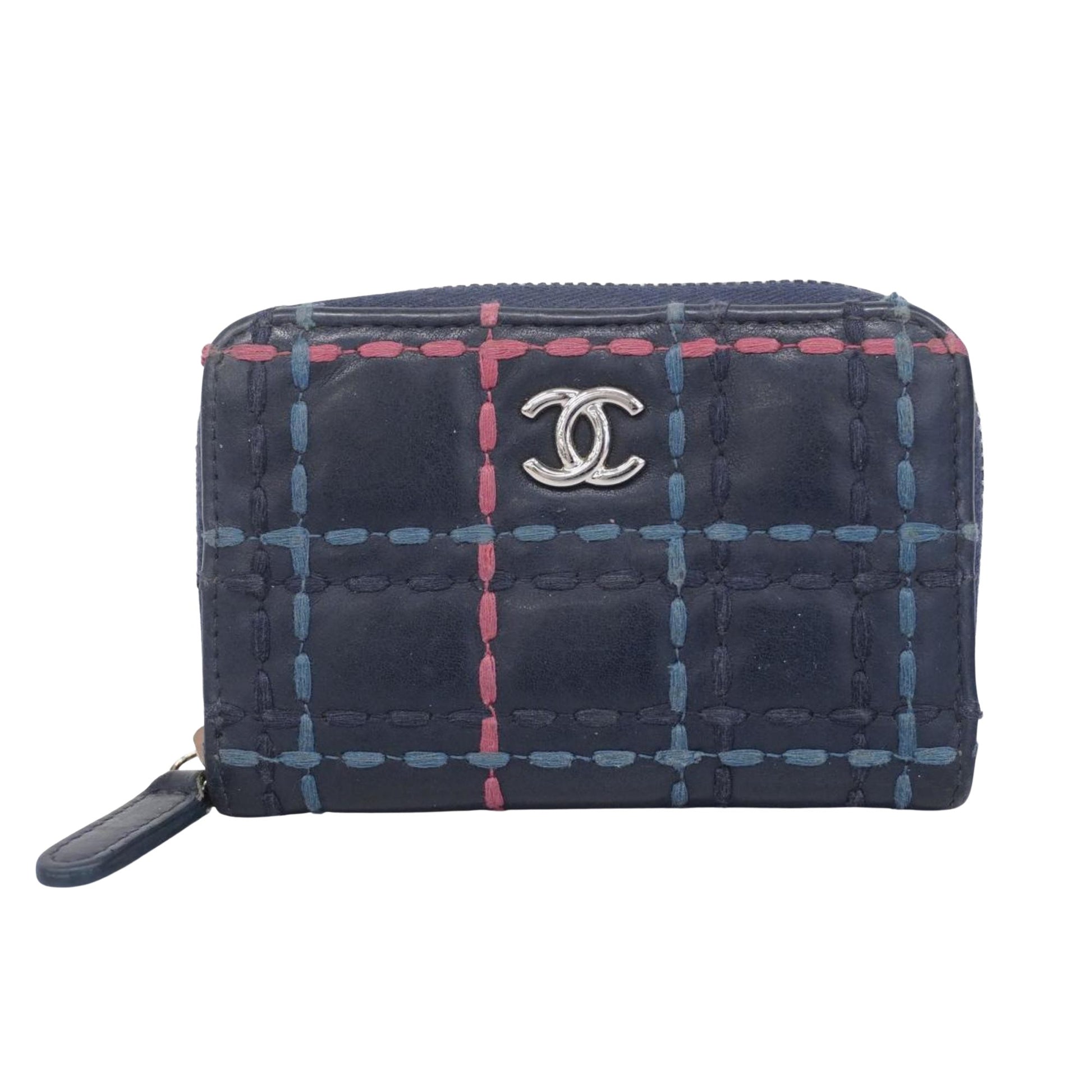 Chanel Zip around wallet Navy Leather Wallet 