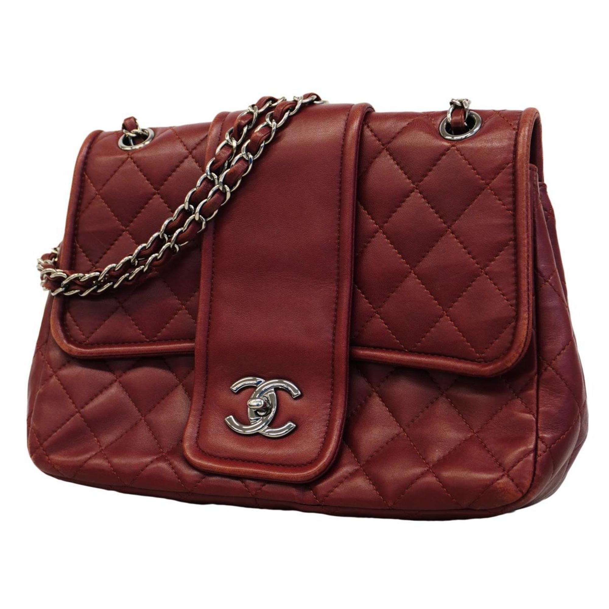 Chanel Matelassé Burgundy Leather Shoulder Bag