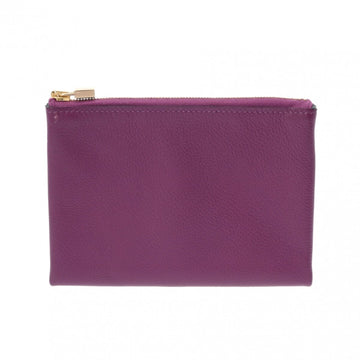 Hermès -- Purple Leather Clutch Bag