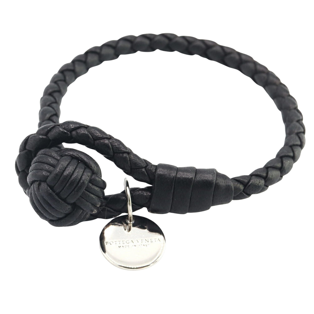 Bottega Veneta Knot Black Leather Bracelet 