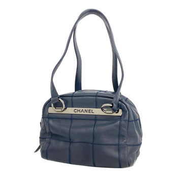 Chanel Chocolate bar Navy Leather Shoulder Bag